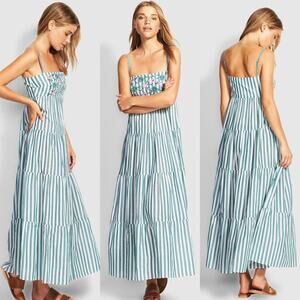 Seafolly Bandana Bay Embroidered Stripe Maxi Dress